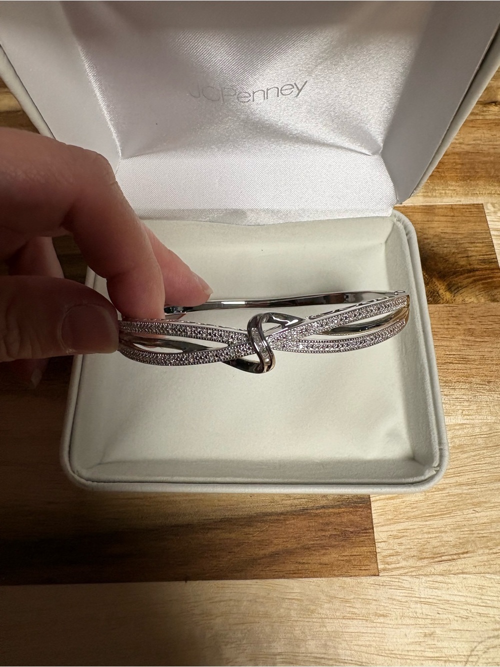 NWT Sterling Silver and Diamond Bangle Bracelet - Picture 2 of 6